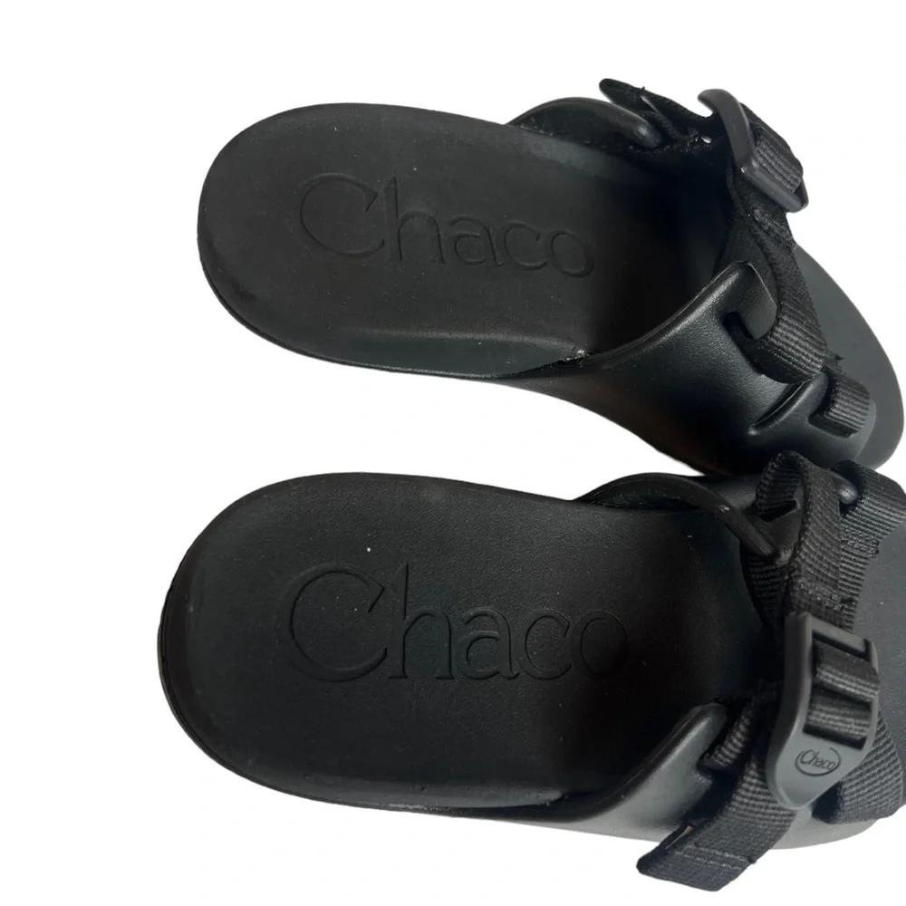 Chaco Sandals Kids Chillo Slides Flip Flop Solid Black Shoes Size‎ 1